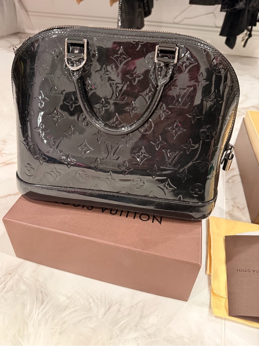 Louis Vuitton Black Vernis Alma Satchel